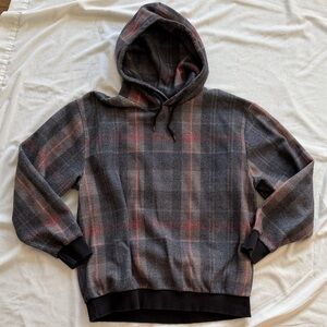 Topman Gray and Orange Plaid Hoodie